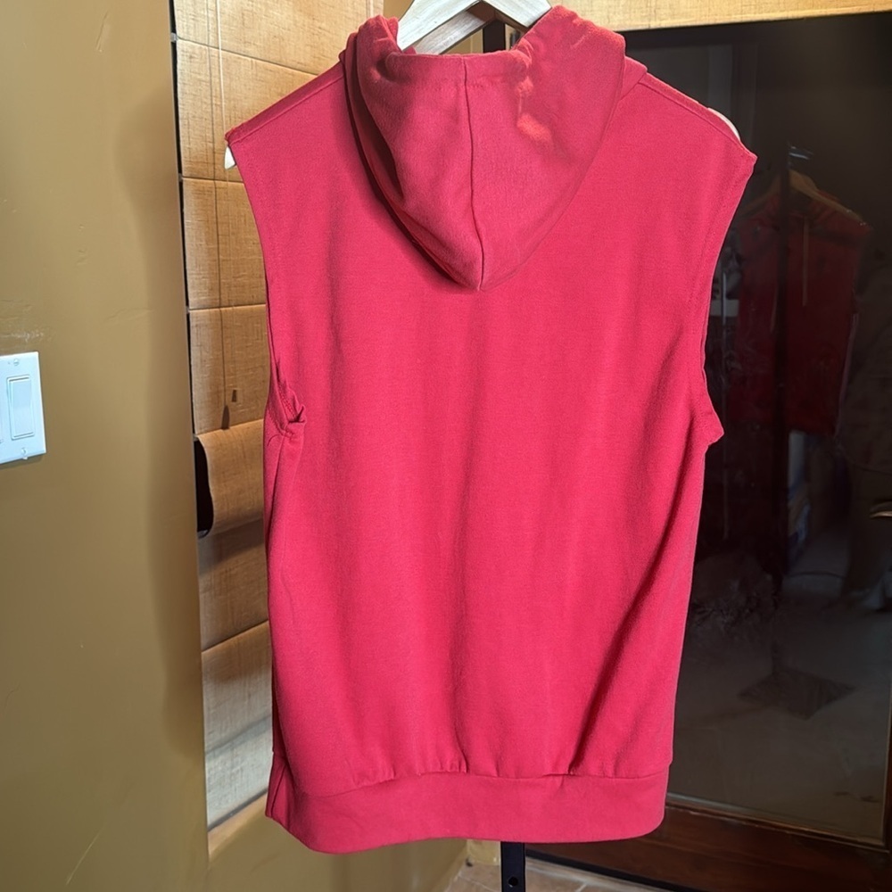 Ohoo Red Sleeveless Hoodie Tank Top Men’s Large Muscle Gym Athleisure Pullover - Picture 9 of 9